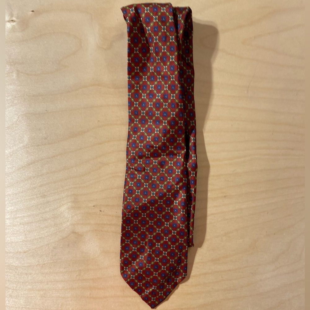 Misto Leta Elegant Red and Blue Patterned Tie Made in Italy (EA)
